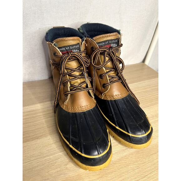 Itasca Men's Brown Leather Steel Shank Thermalite Rain Duck Boots - Picture 6 of 13